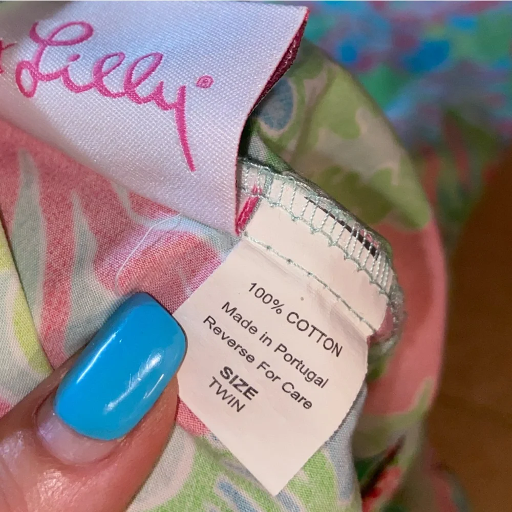RARE HTF EUC Lilly Pulitzer For Garnet Hill Twin Duvet Cover & 2 shams gecko